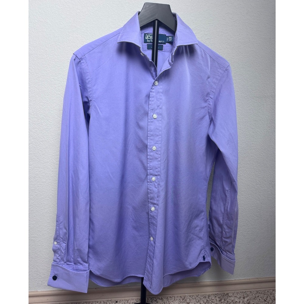 Polo Ralph Lauren Estate Custom Fit Purple Dress Shirt 14.5 37 French Cuff Mens